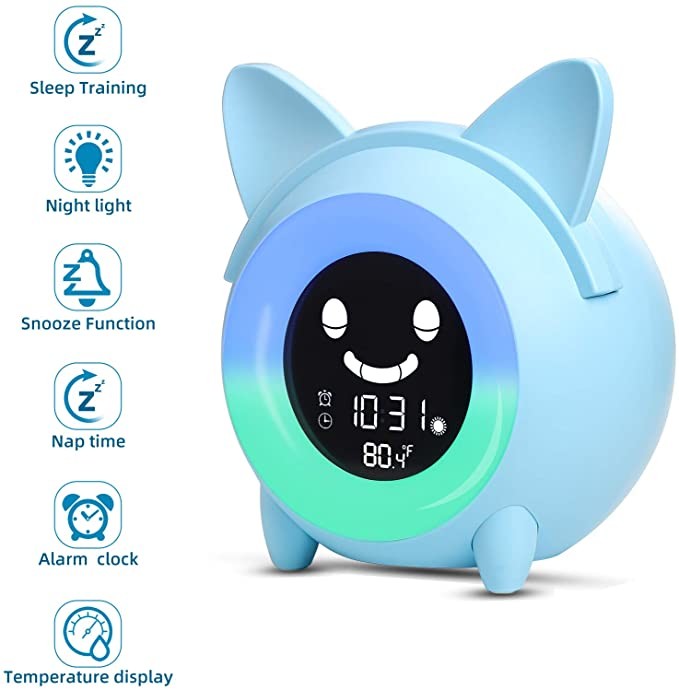 Sleep Training Kids Alarm Clock Penguin 3 LED color changing ROHS approval