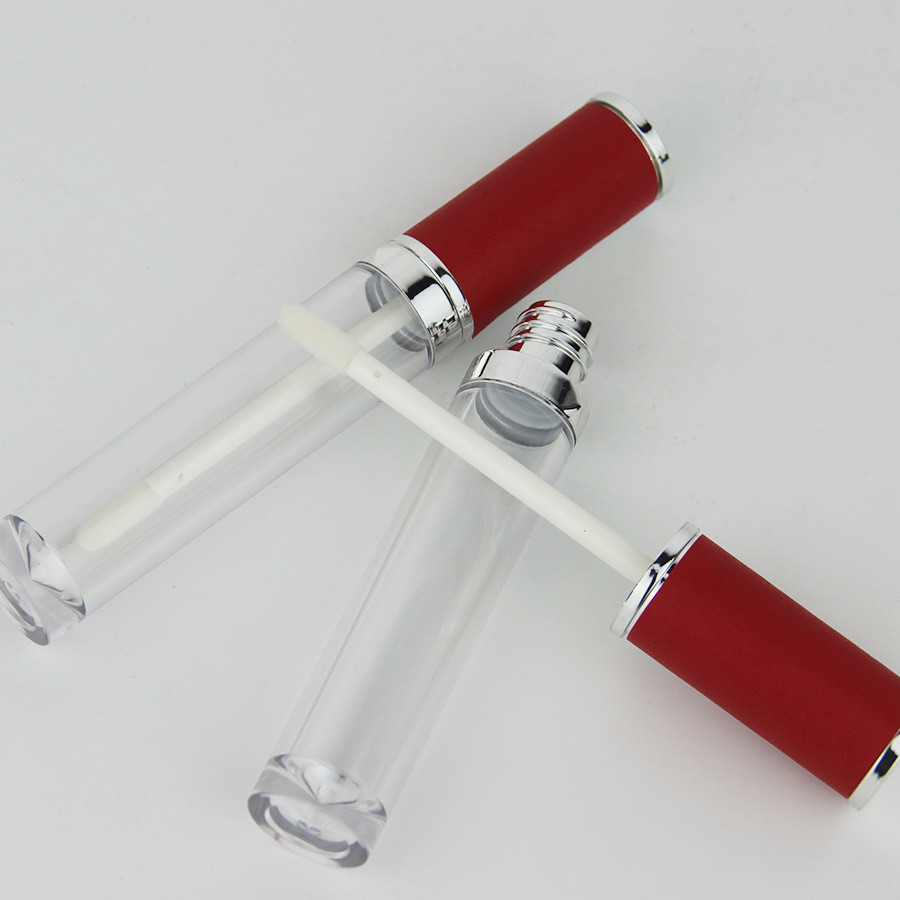 OEM Red Cap 10ml Square Lip Gloss Tubes Bulk With Brush Tip