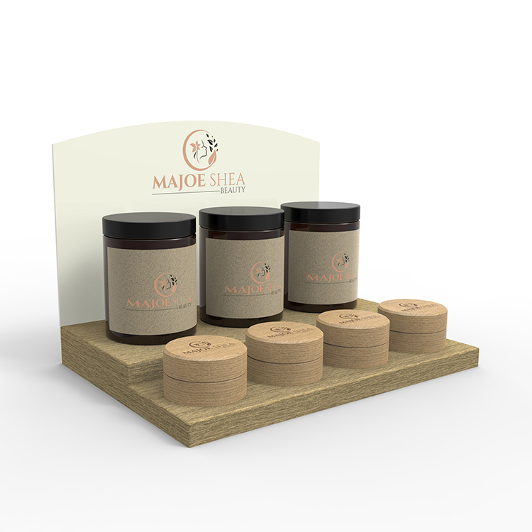 Countertop Cosmetic Display Stand Wooden Skin Care Display Stands Retail Makeup Display