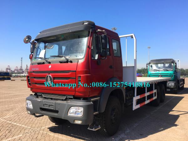 Buy cheap Red color Beiben 6x6 2638PZ 30Ton 380hp10 wheeler Cross country Container Flat Bed Truck adopt Germany Benz Technology from wholesalers