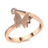 Buy cheap Rose Gold Butterfly Rings for Girl Diamond Finger Ring for Lady Stainless Steel Frosted Gold Ring from wholesalers