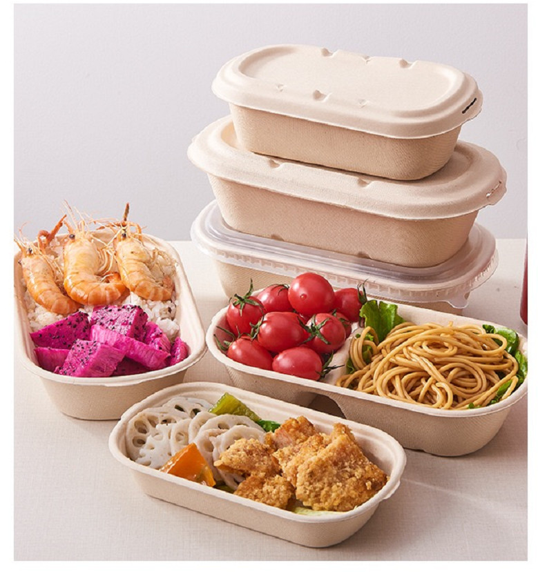 100% Compostable Wheat Straw 500ml 700ml 800ml Fiber Pulp Food Container