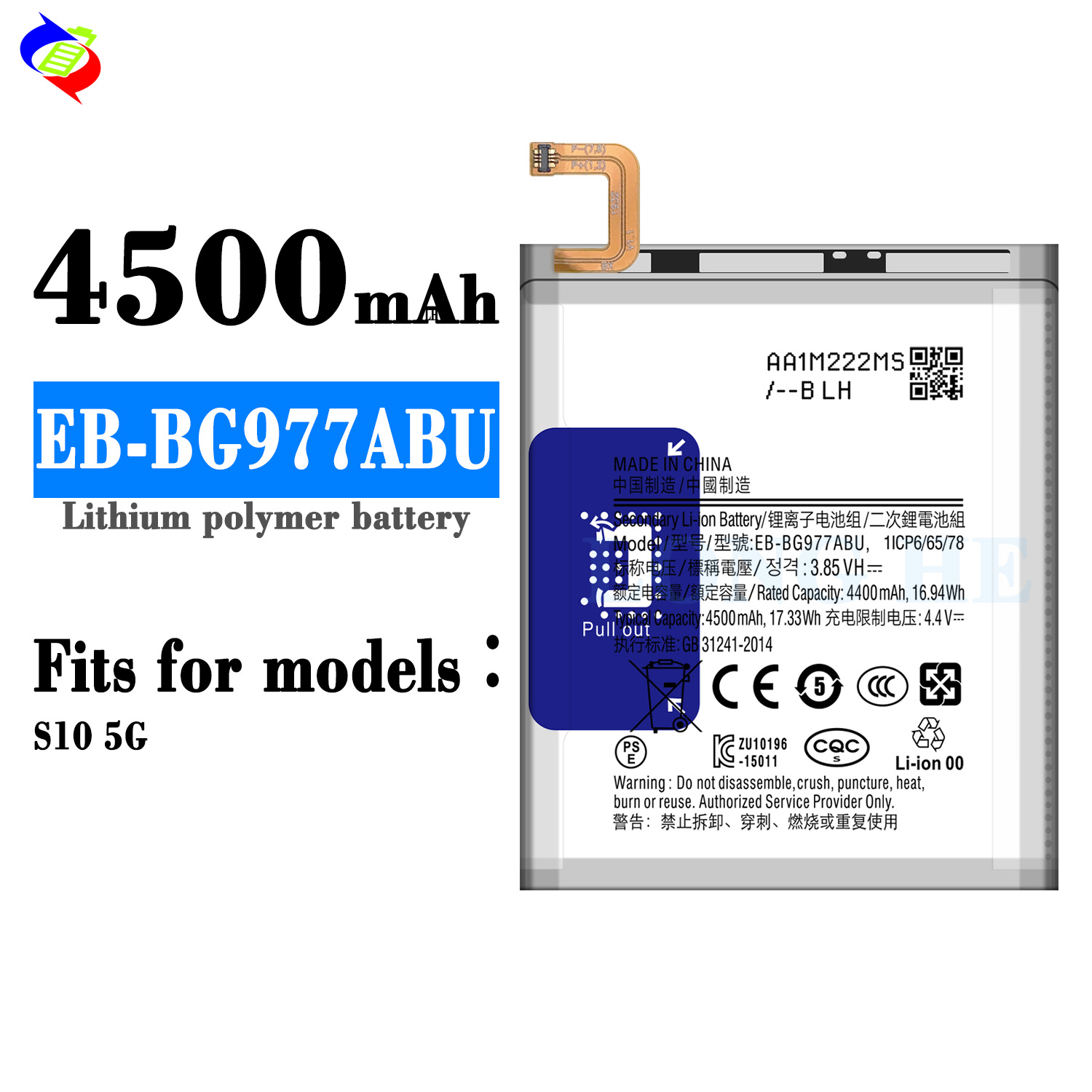4000mAh-4500mAh Battery EB-BG977ABU for Samsung S10 5G G977 Genuine and Long-Lasting