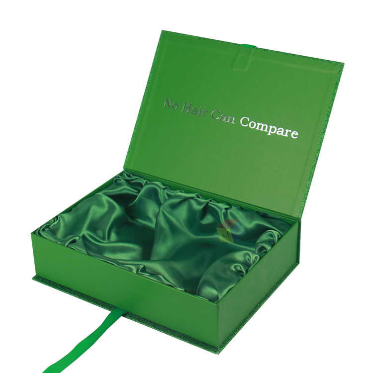 Glitter Paper Hair Extension Packaging Box Smooth Open With Magnetic Closure