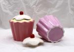 Pink Ceramic Kitchen Canisters Dolomite Strawberry Ice Cream Curl Cone Cookie