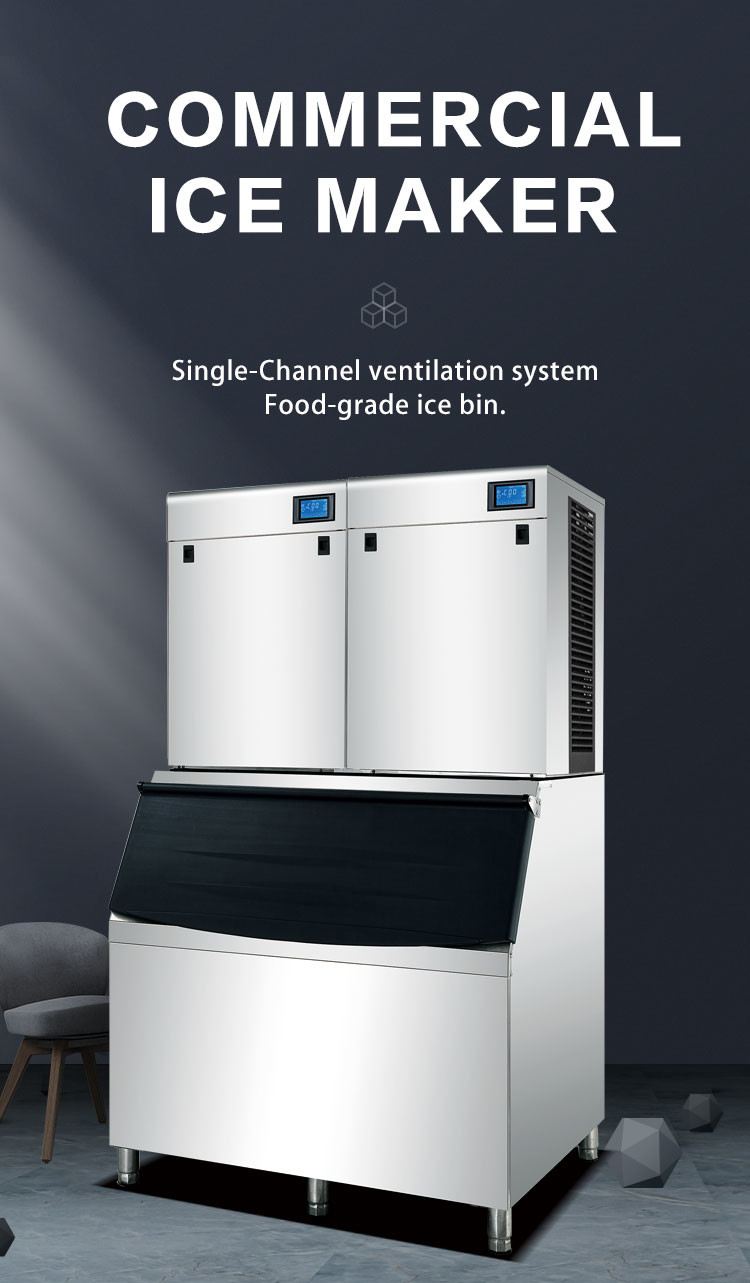 Medium Sized Stainless Steel Ice Cube Manufacturing Machine With 1 Ton / Day Production