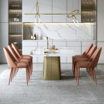 Height 0.78M Light Luxury Stainless Steel Marble Dining Table For Six