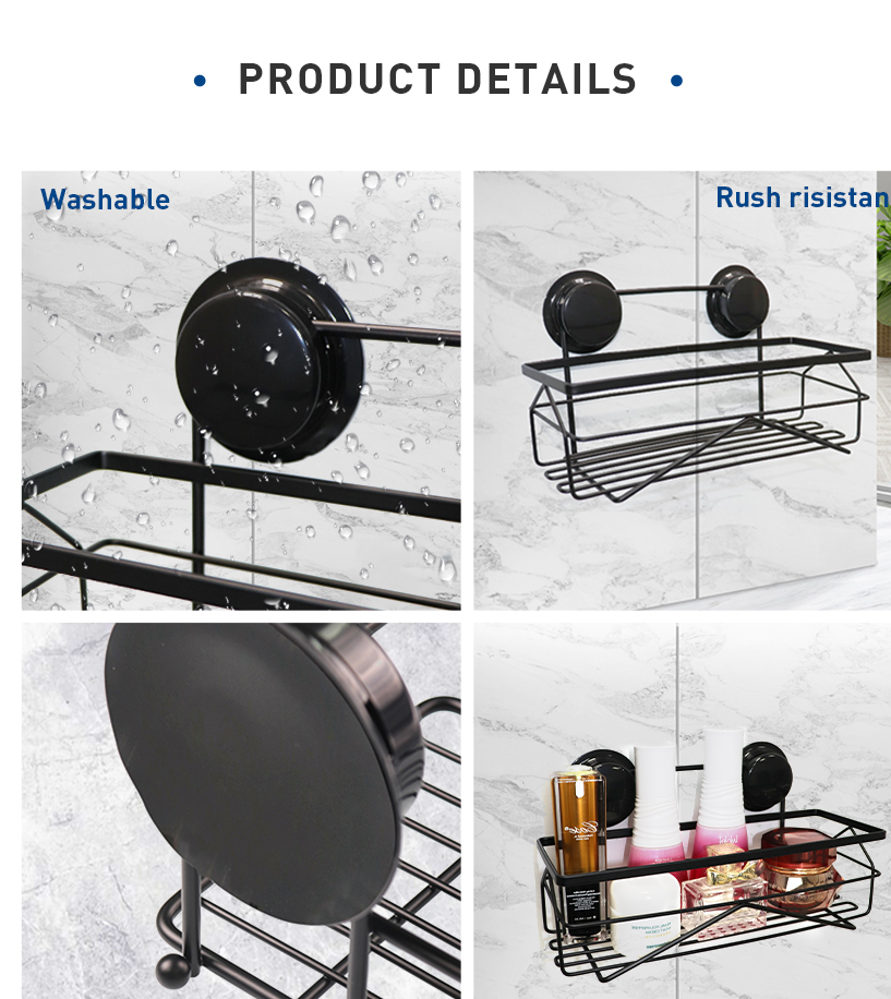 Black Oxidized Bathroom Caddy Holder Suction Cup Fixed Stainless Steel SS201