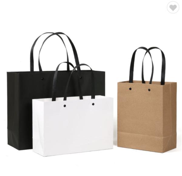 Buy cheap Personalised Kraft Merchandise Bags Brown Shopping Bags Black Logo Printed from wholesalers