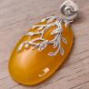 Buy cheap Women Fashion Three Leaves 925 Sterling Silver Synthetic Yellow Chalcedony Pendant Necklace(N808064) from wholesalers