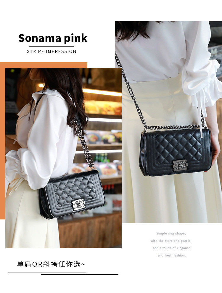 Summer Chain Crossbody Bags Plaid Pu Leather Square Handbags For Ladies
