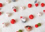Christmas Santa Wool Felt Balls Eco Friendly Materials With White Cotton Rope