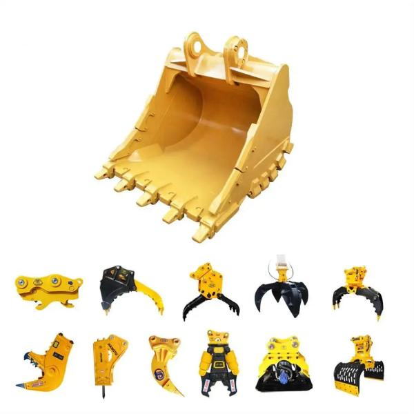 Customized Excavator attachments excavator rocke bucket crusher bucket yellow