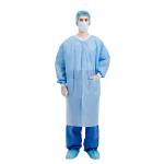 25gsm-55gsm Blue Disposable Lab Coats SMS PP SPP Non Woven Knitted Cuffs