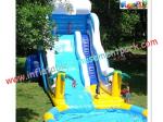 Huge Rent Commercial Inflatable Slide, Blue Sport Water Slide Pool For Adults