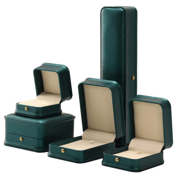 Custom Logo Necklace Ornaments Green Leather Jewelry Box for Hanhong 2023 Luxury