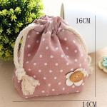 Hot selling lovely customized promotional calico drawstring bag small candy