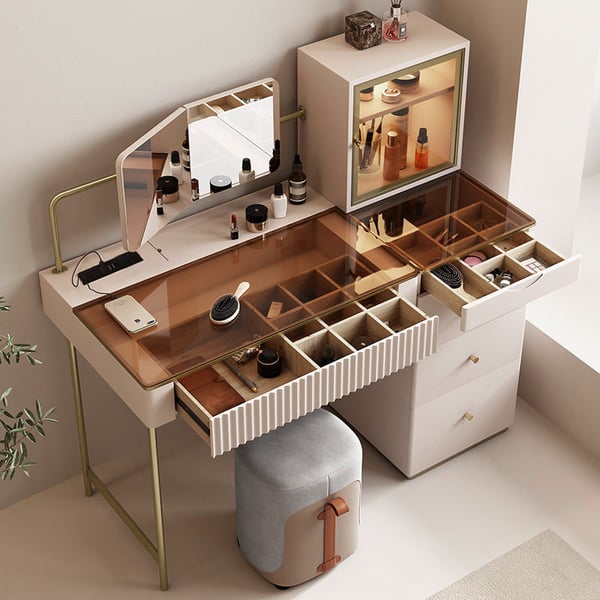 Modern Furniture Wood Vanity Dressing Table Makeup Mirror With Drawers