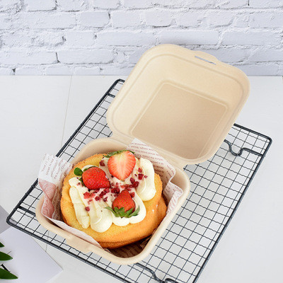 SGS Flexo Or Offset Biodegradable Takeaway Boxes Wheat Straw Food Tray
