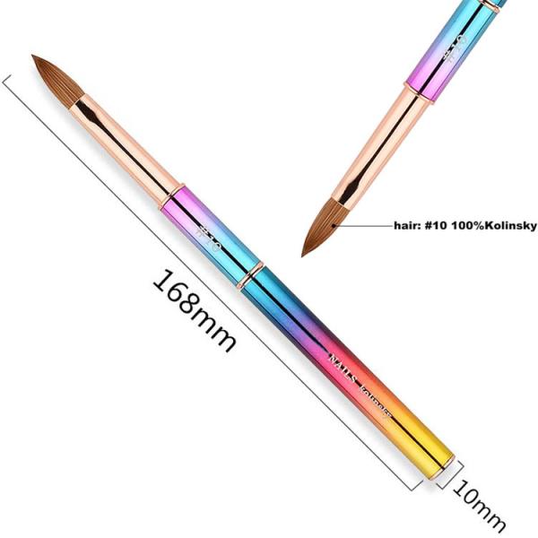 Buy cheap Colorful Rainbow Kolinsky Hair Nail Gel Brush ODM Metal Nail Art Pen from wholesalers
