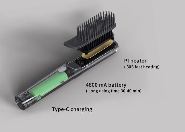 Quality Rechargeable Cordless 3 Temperature Settings Anion Hair Straightener Brush for sale