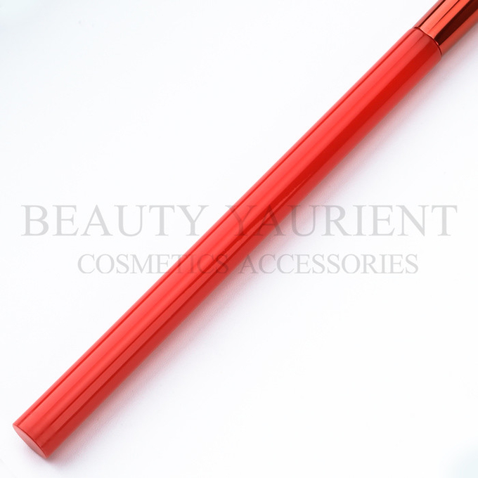 ISO14000 Red Plastic Handle Round Eyeshadow Brush With 2tone Red And Light Red Tips