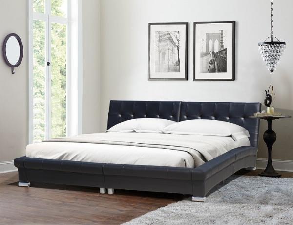 Buy cheap Black King Size Curved Faux Leather Bed Set Bedroom Furniture from wholesalers