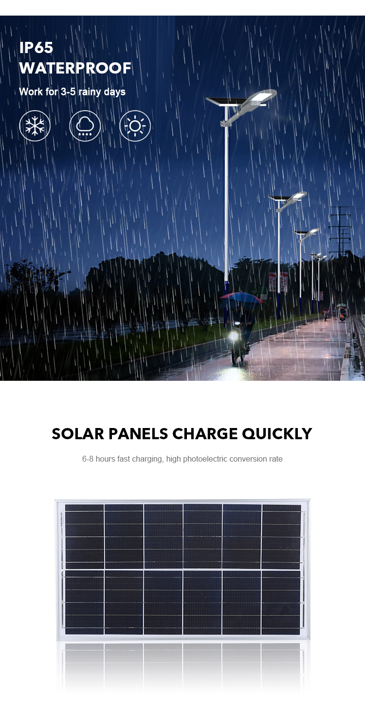 50watt Split Type LED Outdoor Solar Street Light Dusk To Dawn With Remote Control