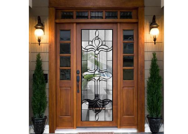 Buy cheap Door Embroidered Beveled Clear Art Glass Sheets , Decorative Panel Glass from wholesalers