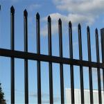 Powder Coated Steel Security Fence , Wrought Iron Spear Top Steel Palisade