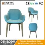 Curved Backrest Wood And Fabric Armchair Blue Upholstered Unfolded