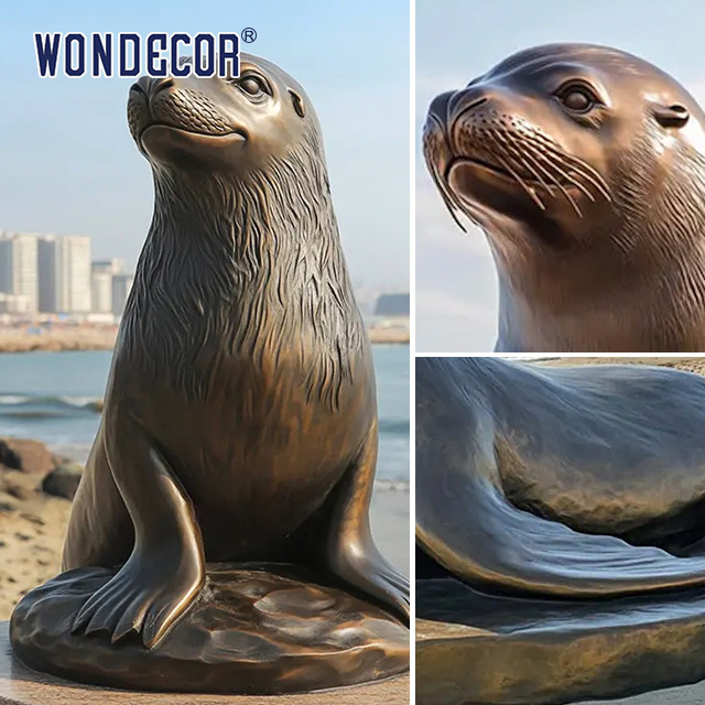 Life Size Bronze Otarie Statue For Coastal Spaces Marine Decor