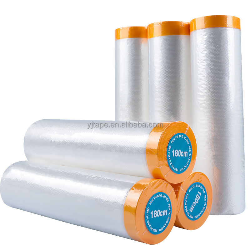 Crepe Paper Spray Painting Covering HDPE Car Masking Film With Washi Paper