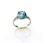 Fashion Sterling Silver with Round 9mm Created Tanzanite and CZ Diamonds Ring