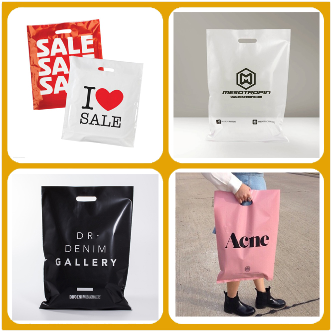 Wholesale Die Cut Handle Eco-Friendly Custom Design Shopping Gravure Printing Groceries Plastic Bags With Logo