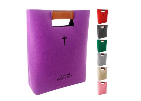 Buy cheap Girls 3mm Felt Book Cover Tote Bag With Leather Handle from wholesalers