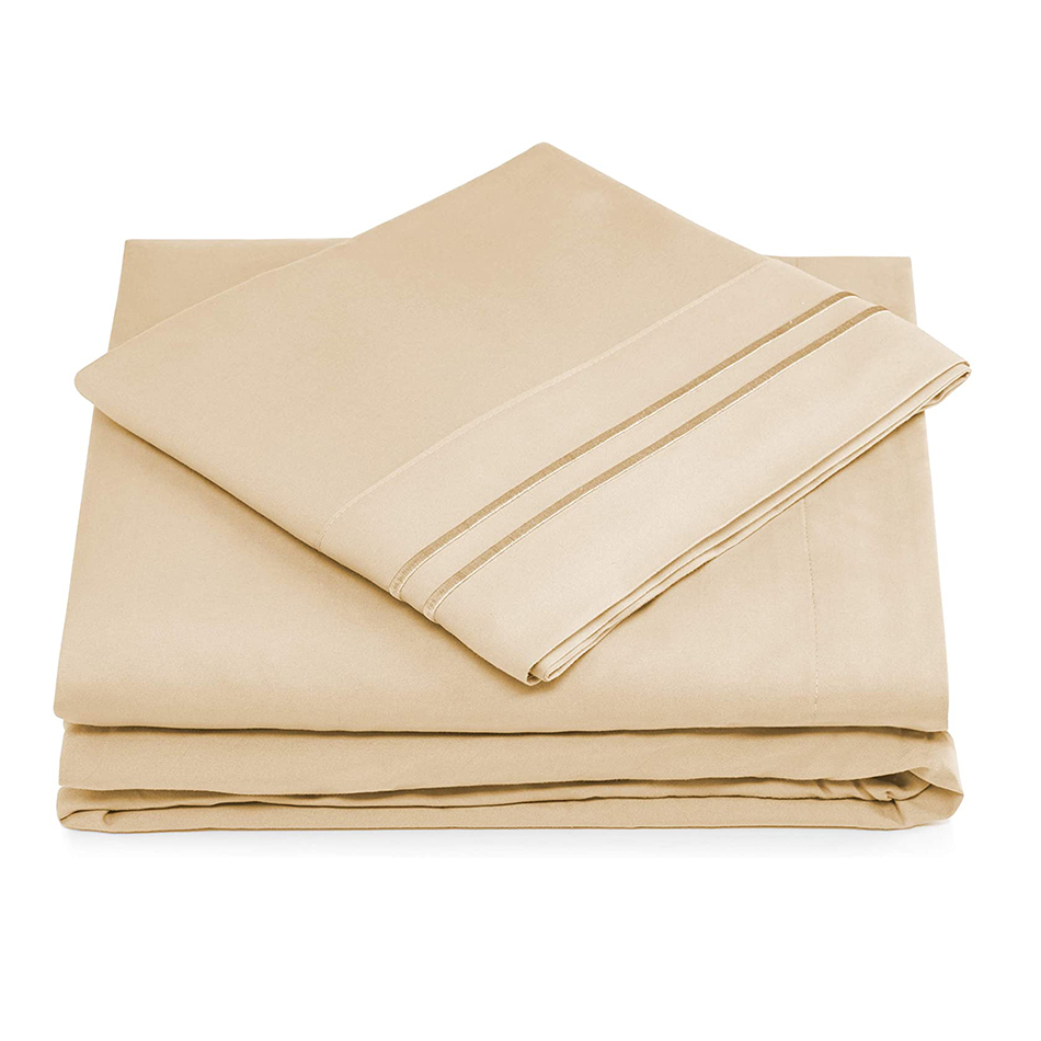 Solid Pattern Microfiber Bed Sheet Set 133 * 60 Fabric Density
