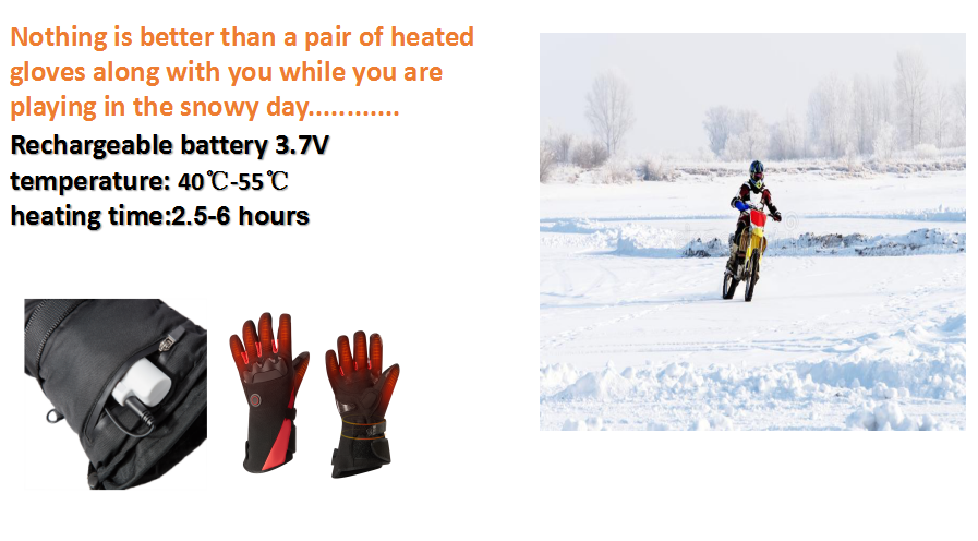 Outdoor Winter Rechargeable Battery Heated Motorcycle Gloves Riding Hunting Climbing