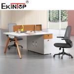 White Table Top Office Workstation For Staff 2-8 Person Steel Frame