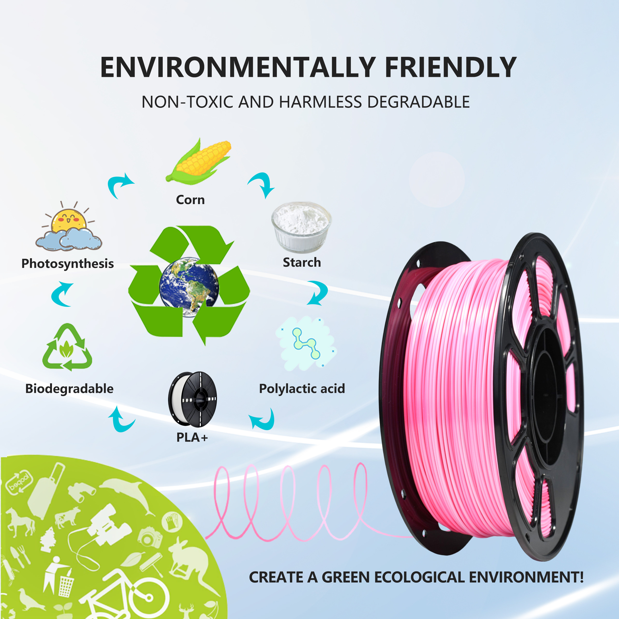 iBOSS PLA+ High Quality Dual Color Silk Babi Pink 1.75mm Toughness Enhanced 3D Printer Filament