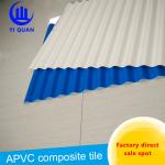 Wave Pattern Sound Proof PVC Roof Tiles / Blue Corrugated Plastic Roofing