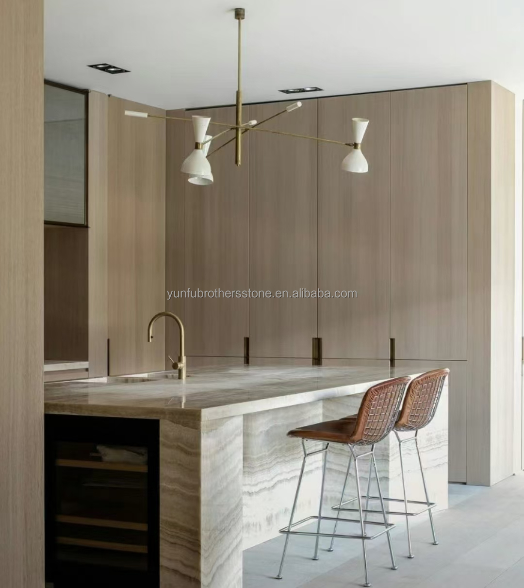 Polished Backlit Onyx Wall Panels and Countertop in Modern White Stone Form Big Slab