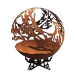 Outdoor Metal Hollow Ball Phoenix Pattern Corten Steel Sphere Fire Pit