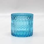 Transperant Glass Jar Candle Vessel Luxury Embossed Candle Jar With Lid
