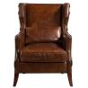 Buy cheap Vintage Genuine Leather And Wood Armchair 107cm Height from wholesalers