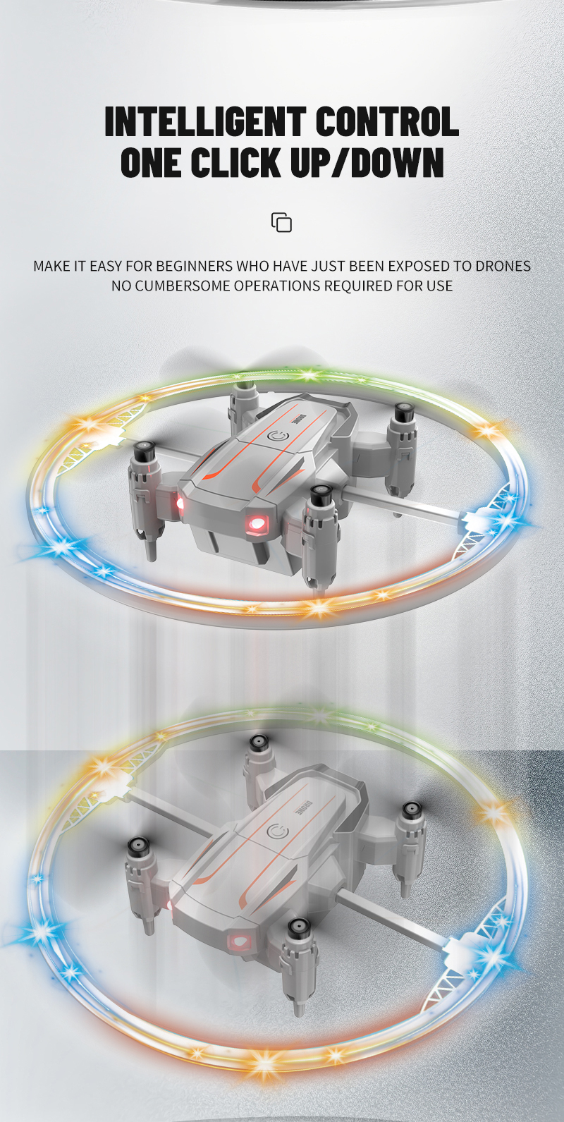 Led Stunt Rc Drone Colorful Light Rotation Uav Quadrocopter Remote Control Distance of About 100m Perfect Gift for Kids