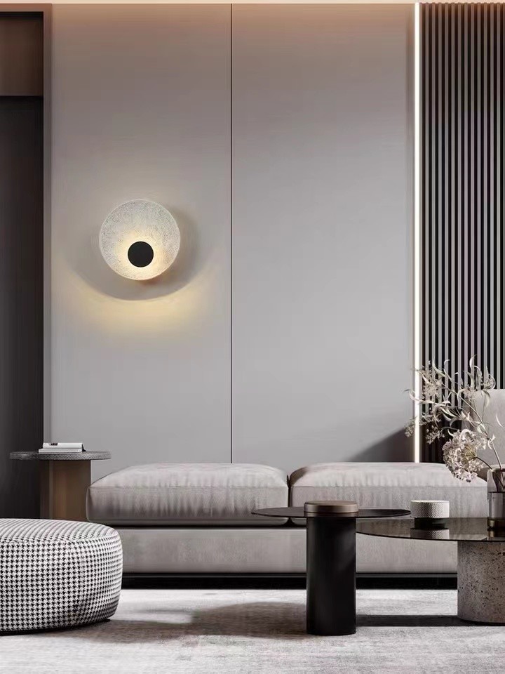 Decorative Luxury Stair Lamp Round shade Led Moon Wall Lamp For Hotel