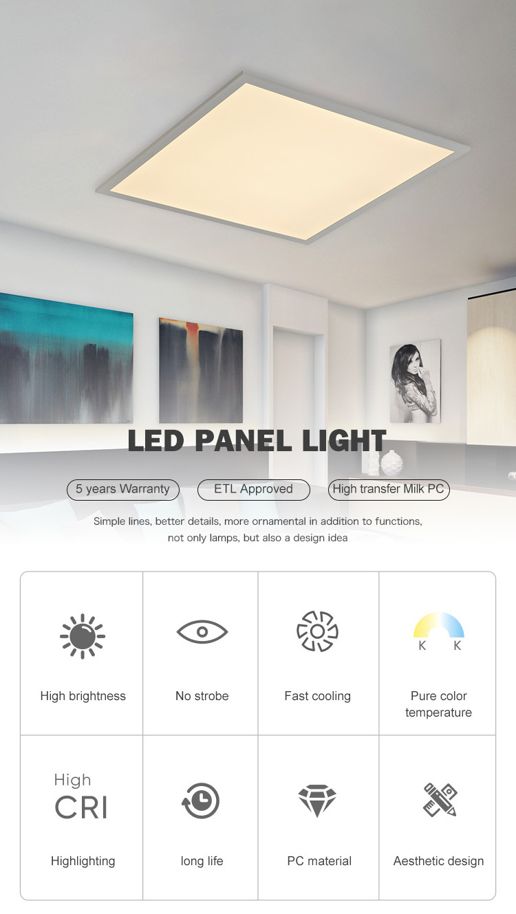 120lm/W 0.95PF 60w Recessed LED Panel Ceiling Light