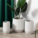 Nordic style white modern home decoration stripe flower succulent pots indoor