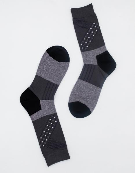 Buy cheap Snngging Resistance Elastane Cotton Dress Socks With Grey / Black Stripes from wholesalers